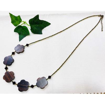 ふるさと納税 小山市 エボニー(黒檀)のフラワーネックレス