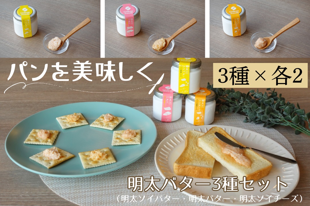 パンを美味しく　明太バター・明太ソイバター・明太ソイチーズ3種×２セット【ちかえフーズ】_HA1669	