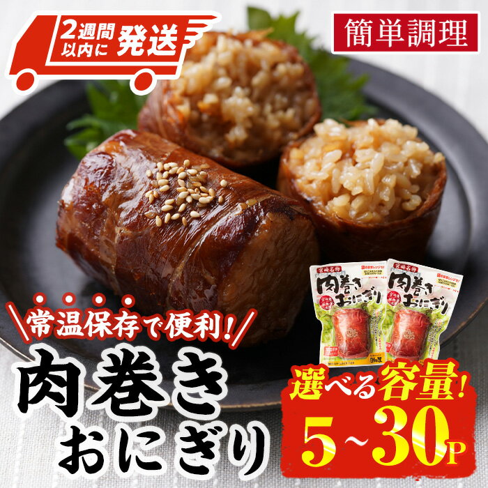 【ふるさと納税】＜2週間以内発送！＞＜内容量が選べる！＞ 肉巻き おにぎり タレ味 (計5P-30P) 豚肉 お弁当 レンジアップ 小分け タレ 湯煎 個包装 おつまみ レトルト 常温 保存 ご当地 簡単調理【AP-100・AP-12・AP-53】【株式会社 日向屋】