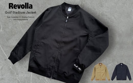 005-178 【ブラック】 Revolla ゴルフスタジアムジャケット 高耐久T/Cウェザー＆毛玉レスリブ仕様 5サイズ 3色 選べる S M L XL XXL