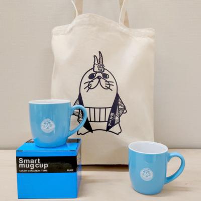 ふるさと納税 紋別市 ゆるキャラ紋太グッズ(マグカップ[ブルー]2個、トートバック)