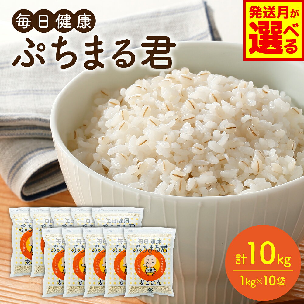 熊本県産 大麦100％ ぷちまる君 1kg×10袋 合計10kg 国産大麦 食品 低カロリー 雑穀 穀物 麦ごはん 食物繊維 送料無料