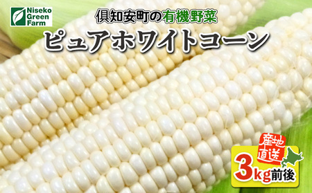 とうもろこし ピュアホワイトコーン 有機 北海道産 とうもろこし【3kg L-LL】【先行予約】