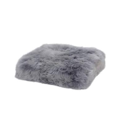 ふるさと納税 羽曳野市 La joie ムートンプフクッション PAVE 40×40×10cm プラチナム