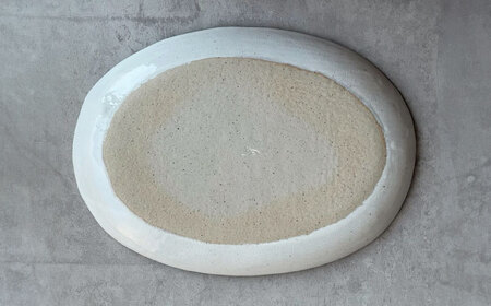【瀬戸焼】 オーバルサラダ皿 粉引ストライプ呉須 2枚 【カネ三商店】 / 食器 皿 楕円皿 プレート ギフト / 瀬戸市[BBDD091]