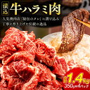 【ふるさと納税】「50年の技が光る」 牛肉ハラミ 1.4kg (350g×4) 老舗焼肉店秘伝のタレ仕込み_ ハラミ 牛肉 肉 焼肉 牛ハラミ 味付け肉 冷凍 熟成 人気 おすすめ 送料無料 味噌漬け 伝統 秘伝 タレ 贈答 ギフト 【配送不可地域：離島】【1150431】