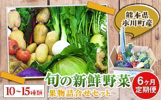6ヶ月定期便 旬の新鮮野菜・果物詰合せセット(計6回お届け) 10-15品目  道の駅竜北《お申込み月の翌月から出荷開始》---sh_cmitysibtei_r7_117500_mo6num1---