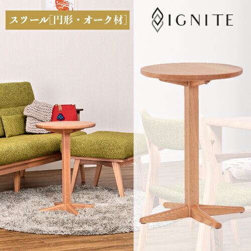 【ふるさと納税】イグナイト サイドテーブル 【円形・オーク材】 飛騨美濃JAPAN（JIG-STO196-42 PNO）丸型 木製 ウッド ナイトテーブル リビング 寝室 ベット横 デスク おしゃれ 北欧 ナチュラル ミニテーブル シンプル D88-01