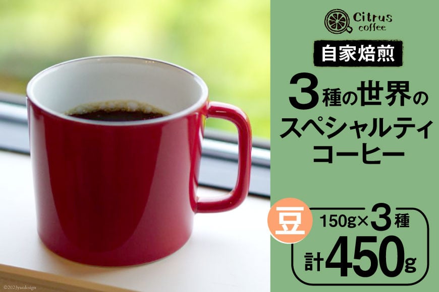 
コーヒー 世界の3種 スペシャルティコーヒー 飲み比べ セット【豆】150g×3種 計450g [Citruss Coffee 長崎県 雲仙市 item1787] 珈琲 コーヒー豆 飲み比べ セット
