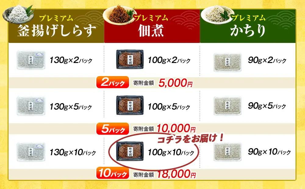 プレミアム 釜揚げ しらす 佃煮1kg(100g×10p) 小分け 減塩 無添加 無着色 冷凍 愛知県 南知多町 ご飯 ごはん 丼 料理 国産 カネ成 シラス 人気 おすすめ シラス しらす しらすご