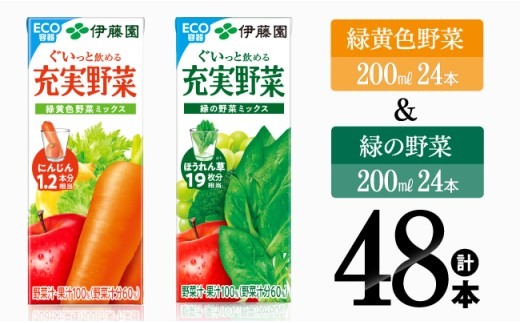 伊藤園 緑黄色野菜(紙)24本＋緑の野菜(紙)24本 【飲料類 野菜 ミックス 緑の野菜 ジュース セット 詰め合わせ 飲みもの】 [C07370]
