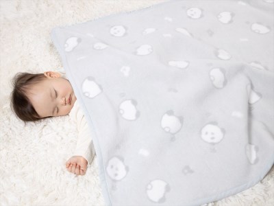 ベビー綿毛布 (パンダ柄) グレー・綿100%・85×115cm・毛布の町泉大津産 [1599] | ベビーブランケット ベビーブランケット