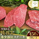 【ふるさと納税】【レビューキャンペーン実施中】佐賀牛希少部位ステーキ450g（150g×3パック） / 佐賀牛 牛肉 ステーキ 赤身 焼肉 小分け / 佐賀県 / 佐賀セントラル牧場 [41ASAA067]