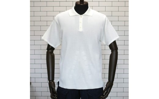 体にやさしいニットポロシャツ  ホワイトL 新潟県 五泉市 有限会社桜井メリヤス工場