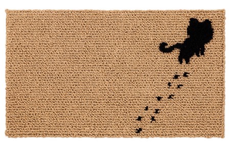 《ほづみせんい》月山緞通 トコトコ猫の玄関マット 35×60cm（黒） 山形県 中山町 F4A-0293