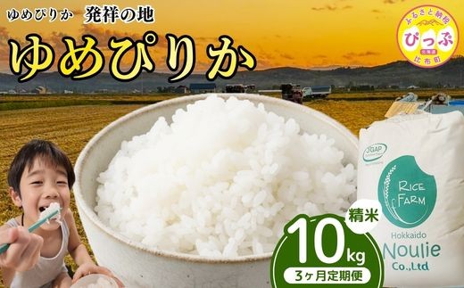 令和7年産 ゆめぴりか 精米 10kg 3ヶ月定期便【農業生産法人ノウリエ】米 お米 北海道米 特Aランク 国産 白米 コメ 北海道 比布町 ぴっぷ 1017-018
