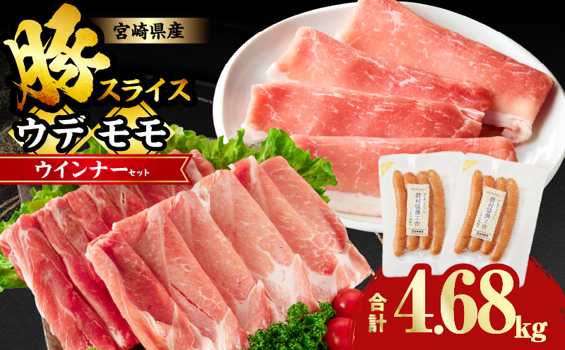 
            【選べる発送月】宮崎県産豚スライス(ウデ・モモ)&粗挽きウインナーセット合計4.68kg 肉 豚 豚肉 おかず 国産_T030-176
          