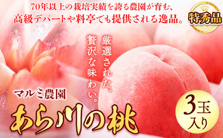 【先行予約】桃 もも 「あら川の桃」 特秀品  3個入 マルミ農園 《6月下旬-8月下旬頃出荷》 先行予約 和歌山県 紀の川市