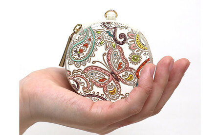 【文庫屋大関】マカロンポーチ ペイズリー【皮革工芸品】 ポーチ ミニポーチ 小物入れ アクセサリー入れ イヤホン入れ 収納 保管ケース 手のひらサイズ  本革 革 皮革 工芸品 工芸 雑貨 ギフト プ