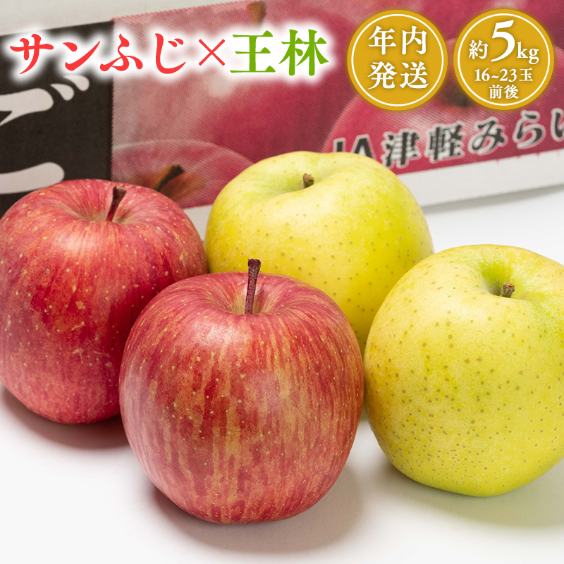 年内 サンふじ×王林約5㎏ 【JA津軽みらい・平川市産・青森りんご・12月】