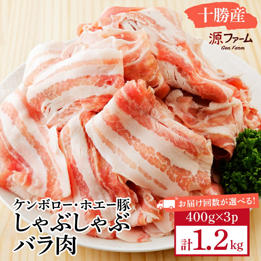 【ふるさと納税】ケンボロー・ホエー豚 しゃぶしゃぶバラ肉1.2kgセット(全1回/3回/6回/12回)_ 肉 お肉 豚肉 ブランド豚 ホエー豚 バラ肉 豚バラ しゃぶしゃぶ 豚汁 北海道 大樹町 冷凍 送料無料 【配送不可地域：離島】【G1396955】
