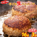 【ふるさと納税】 定期便 牛肉100％ 手ごね生ハンバーグ120g × 16個 国産牛入り 申込月翌月末3回配送（肉の丸栄）～関連キーワード 国産牛入り 黒毛和牛入り ギフト 年内発送 レンジ 湯煎 国産牛入りハンバーグステーキ 生ハンバーグ 本格レストランの味 【楽天限定】～