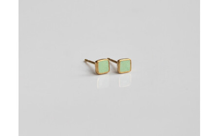 ピアス 四角 ミントグリーン K18 七宝 | ピアス アクセサリー Kenichi Kondo