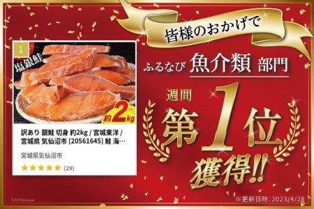 訳あり 銀鮭 切身 約2kg [宮城東洋 宮城県 気仙沼市 20562683] 鮭 海鮮 規格外 不揃い さけ サケ 鮭切身 シャケ 切り身 冷凍 家庭用 訳アリ おかず 弁当 支援 サーモン 銀鮭切