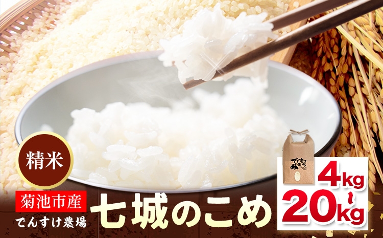 
                  令和7年産 精米 七城のこめ 選べる内容量 4kg 5kg 6kg 8kg 10kg 15kg 20kg《30日以内に出荷予定(土日祝除く)》熊本県 菊池市 米 白米 ヒノヒカリ でんすけ農場
                
