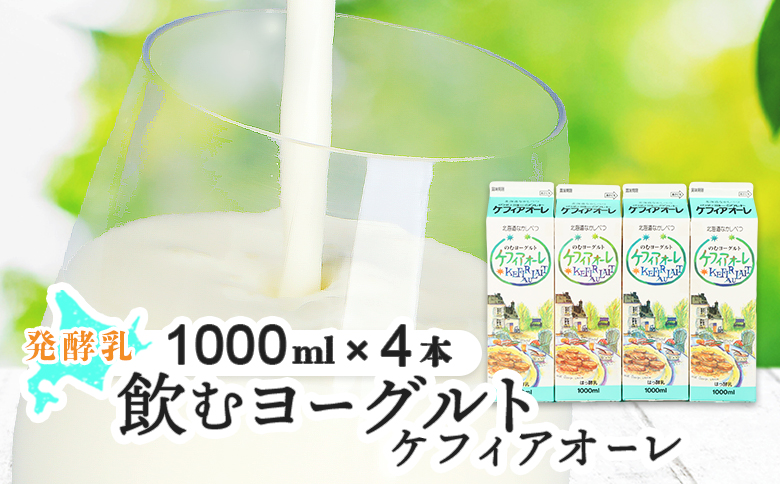 ケフィアオーレ 1000ml 4本 オンライン 申請 ふるさと納税 北海道 中標津 のむヨーグルト 乳製品 乳飲料 健康 朝食 スイーツ 免疫力アップ 善玉菌 整腸 カルシウム 美容 美肌 疲労回復 お取り寄せ 中標津町【14036】