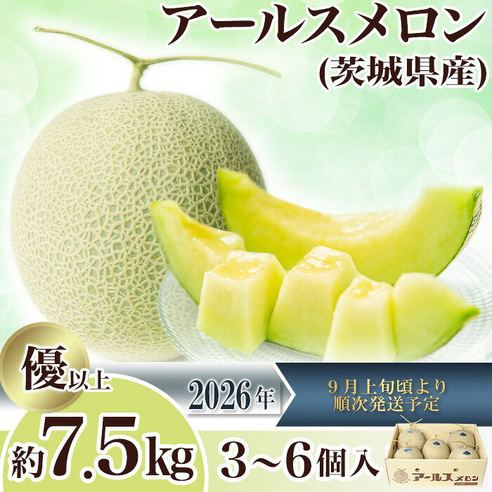 【ふるさと納税】2026先行予約 果物 メロン アールスメロン（マスクメロン） 茨城県 茨城県産 旬 フルーツ くだもの マスクメロン 茨城県産アールスメロン約7.5kg（3～6個）【2026年9月上旬～10月上旬ごろ発送予定】