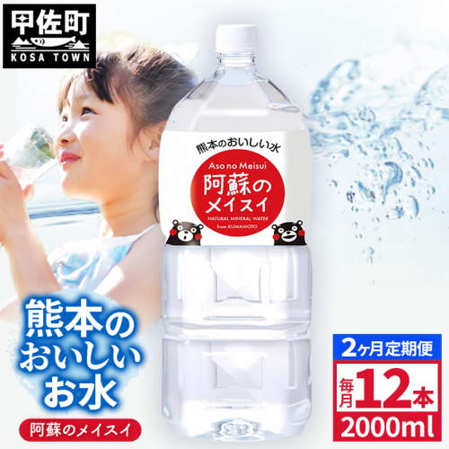 【定期便2ヶ月】熊本のおいしいお水 阿蘇のメイスイ 2L×12本（2ケース）（共通返礼品・御船町） - 天然水 水 飲料水 ミネラルウォーター 箱買い まとめ買い ペットボトル 飲料 ウォーター 軟水 防災グッズ 防災 備蓄 ローリングストック ストック 熊本県【価格改定】