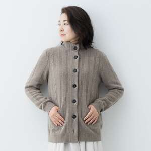 カシミヤ ジャケット カーディガン 女性用サイズ:L(40) カシミヤ(コルク) ≪白田のカシミヤ≫ 