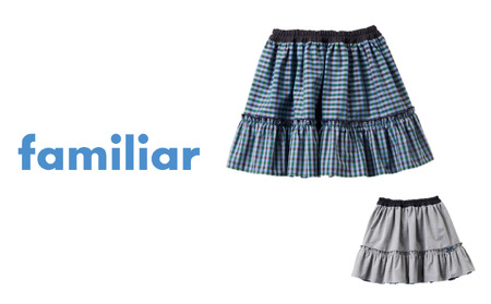 【ファミリア】130cm XT 青系 リバーシブルスカート（240383）