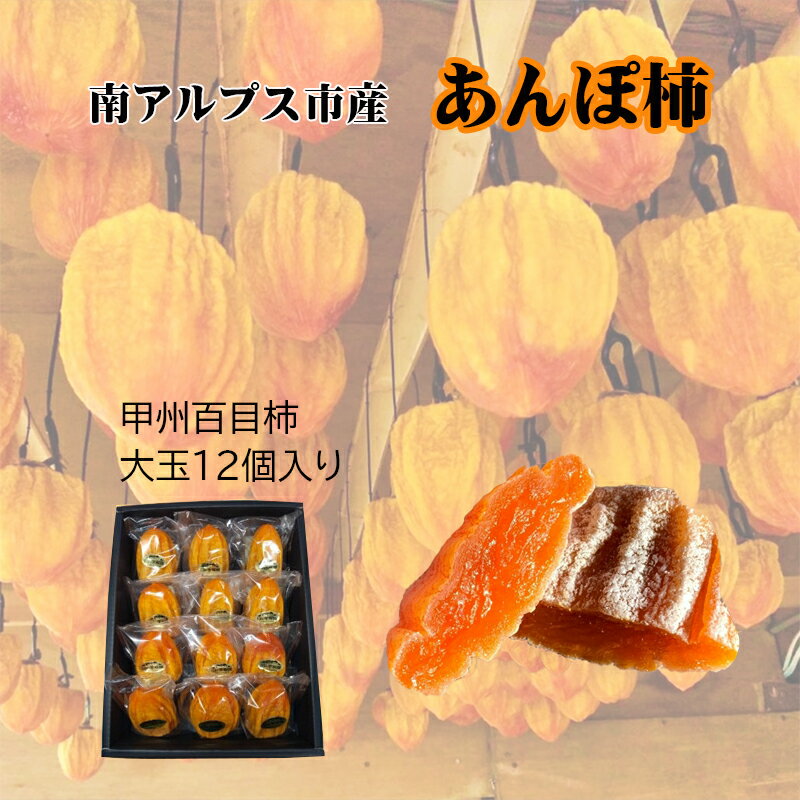 【ふるさと納税】 山梨県南アルプス市産　あんぽ柿（百目柿）　大玉12個　化粧箱入り ふるさと納税 あんぽ柿 柿 干し柿 百目柿 果物 フルーツ おすすめ 山梨県 南アルプス市 送料無料 ALPAH004