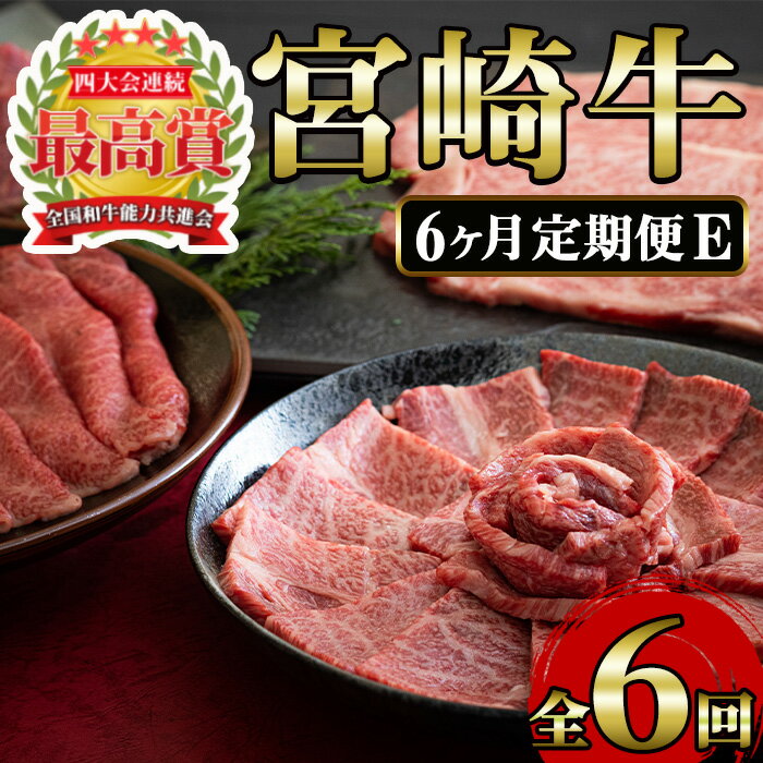 【ふるさと納税】＜定期便・6回(連続)＞宮崎牛・定期便E(6ヶ月)国産 宮崎県産 宮崎牛 牛肉 ステーキ 焼肉 すき焼き しゃぶしゃぶ 炒め物 霜降り コンシェルジュ【MI025】【(株)ミヤチク宮崎加工センター】