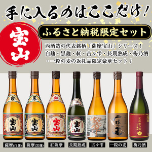 No.489 ふるさと納税限定！人気の焼酎！薩摩宝山豪華セット(7銘柄×各720ml 計7本) 焼酎 酒 アルコール 芋焼酎 麦焼酎 ギフト セット 飲み比べ 常温 常温保存【西酒造】