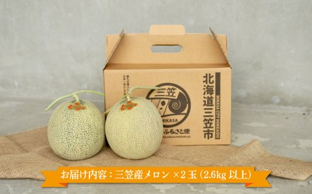 《2024年分受付中》とろける食感と甘い香り北海道三笠メロン2玉入（2.8kg以上）【01001】