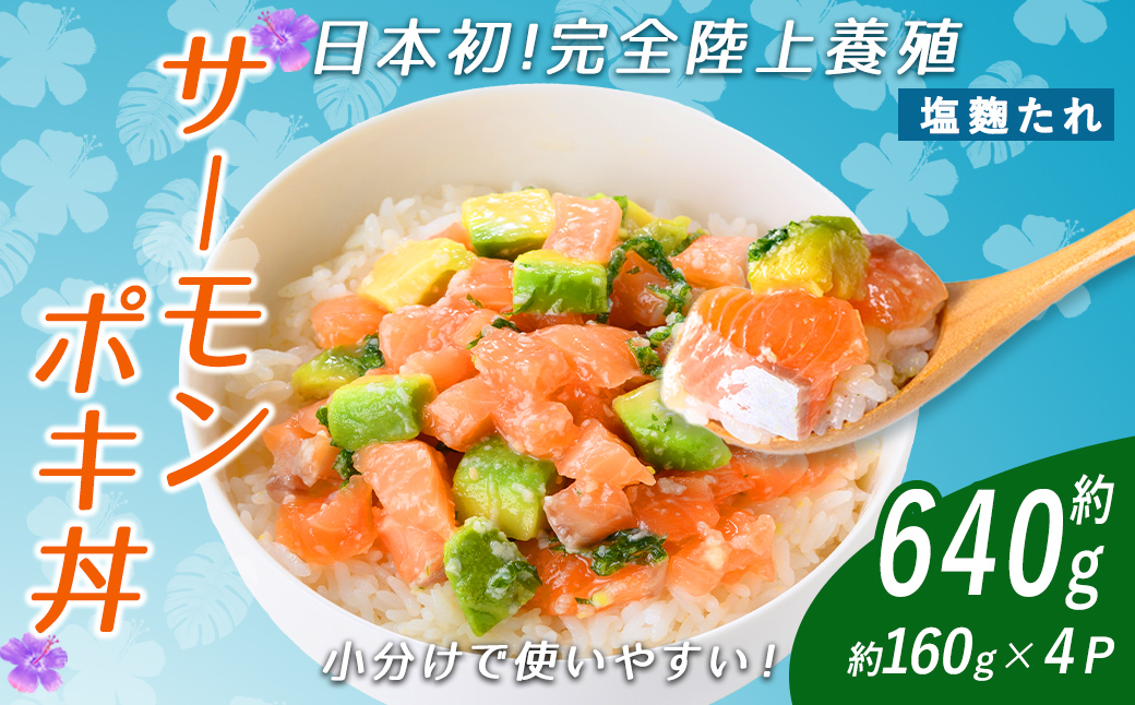 日本初 完全陸上養殖 静岡県小山町産 アトランティックサーモン 冷凍 ポキ丼 （ 約160g × 4パック ）塩?たれ｜ サーモン アトランティックサーモン ポキ丼 ポキ 簡単調理 冷凍 海鮮丼 海鮮 魚 魚介 丼