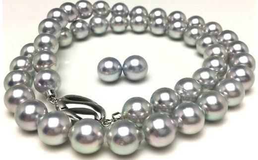 老舗の真珠専門店・高品質アコヤ真珠ブルーネックレスセット8.0～8.5ｍｍ（ピアスセット） / あこや ネックレス 真珠 伊勢志摩 志摩 アクセサリー ギフト パール 母の日 記念 冠婚葬祭 〔600-09〕