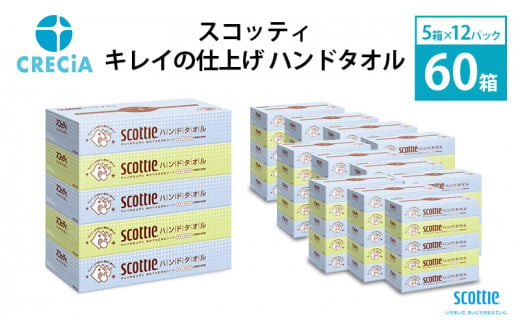 スコッティ キレイの仕上げハンドタオル 1ケース（5箱×12パック入り） [№5704-0417]