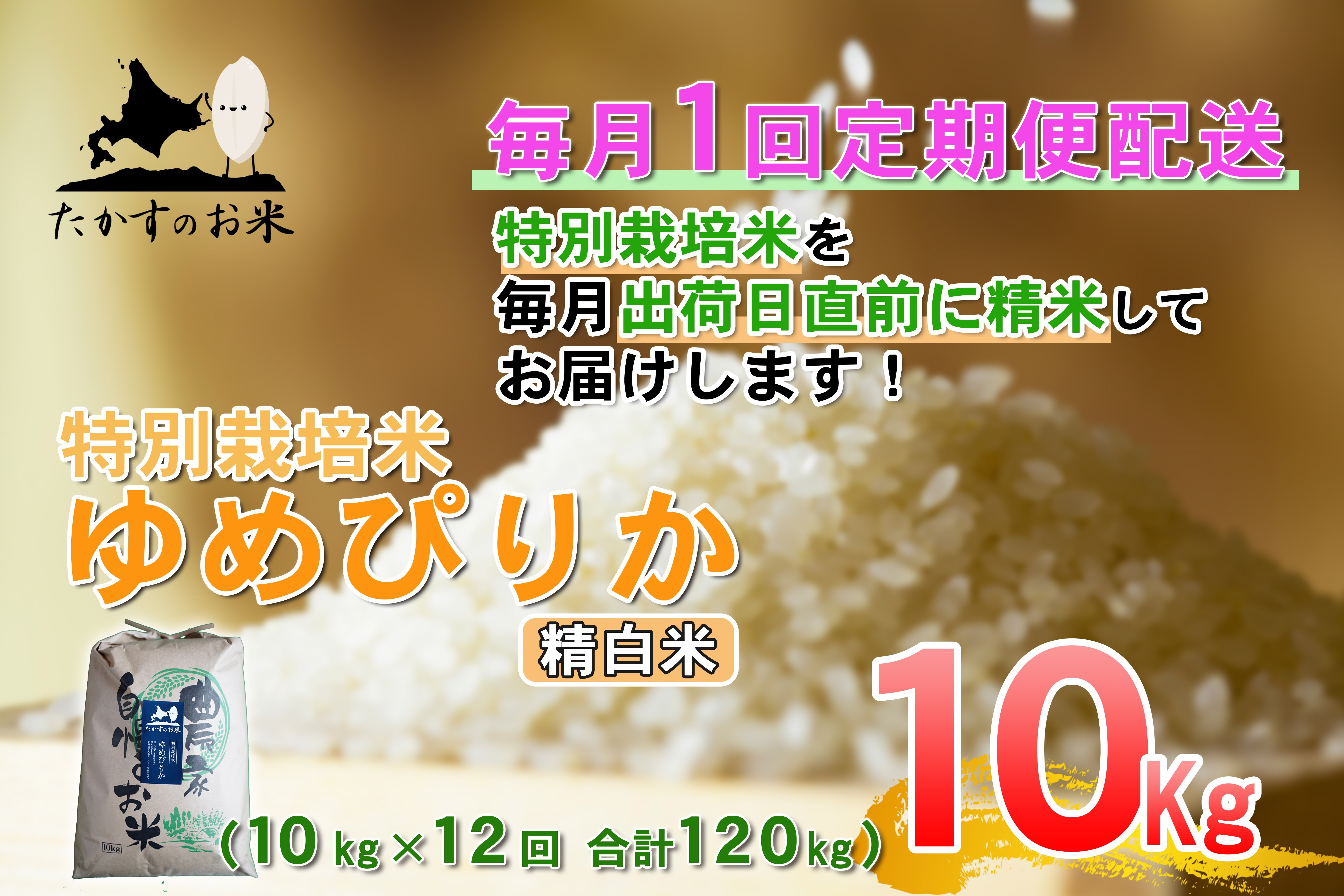 
                  【 12回定期便 】 ゆめぴりか （ 精白米 ） 約10kg （ 約10kg × 1袋 ） 米 白米 精米 ブランド米 ごはん 鷹栖町産 国産 定期便 定期配送 【 2026年10月上旬発送開始予定 】
                