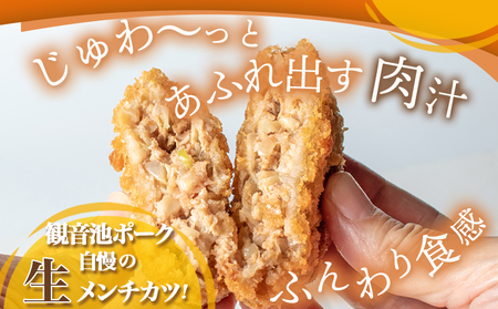 【敬老の日】「観音池ポーク」生メンチカツ25個セット≪9月11日～15日お届け≫_12-7201-KG_(都城市) 豚メンチカツ 5個入り×5パック 計25個 豚ミンチカツ 溢れ出す肉汁 お手軽調理 