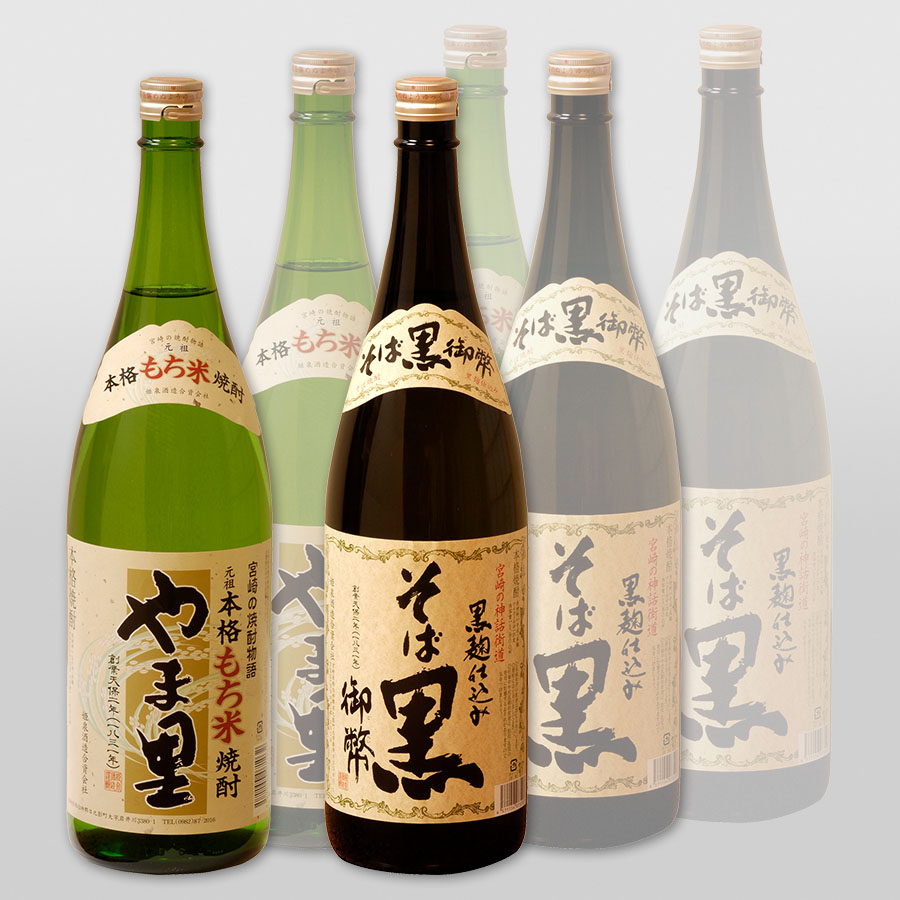 本格焼酎飲みくらべ2種（もち米、そば）　1800ml×6本セット　H8