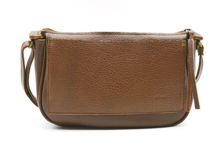 AX015-1　益子の革工房maharoのラウンドショルダーポーチ（S）ブラウン