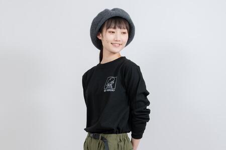 《2》【KEYMEMORY　鎌倉】ウィンドーイラストロングTシャツ　BLACK