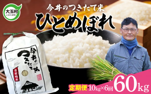  【 令和6年産 新米 】  定期便 ひとめぼれ 60ｋｇ （ 毎月 10ｋｇ × 6回 ）【 今井のつきたて米 】福島県 大玉村 令和6年 米 今井農園 ｜ OT08-017-R6