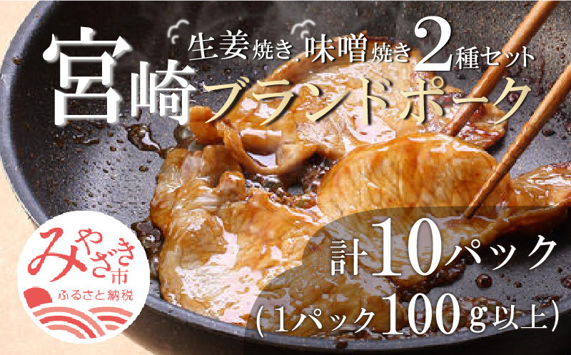 
宮崎ブランドポーク2種セット　生姜焼き・味噌焼きセット　計10パック（1パック100g以上）_M199-002
