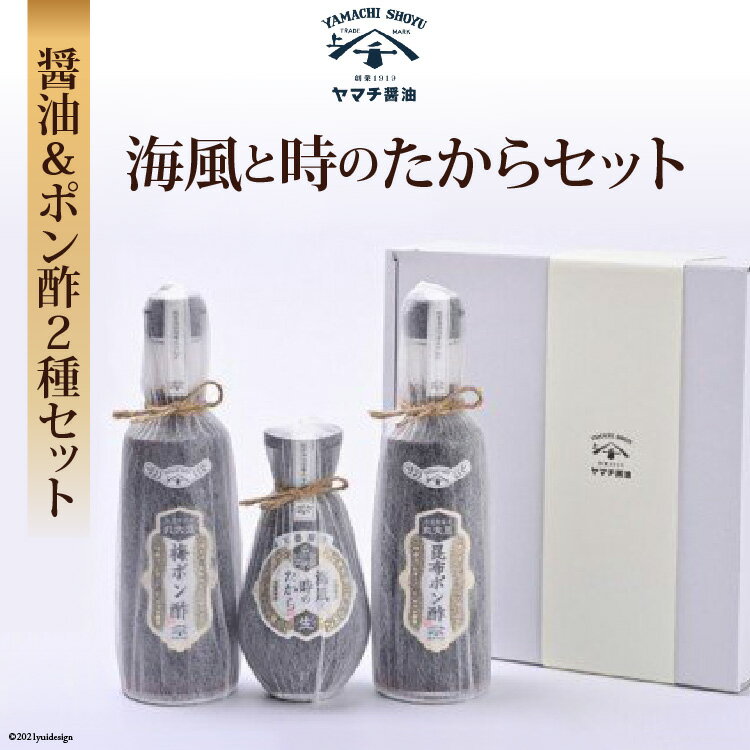 【ふるさと納税】 醤油 ポン酢 海風と時のたから 200ml 昆布ポン酢 300ml 梅ポン酢 300ml 3種セット 計800ml 詰め合わせ [近岡屋醤油 ヤマチ醤油 石川県 宝達志水町 38601211] しょうゆ 調味料酢 ぽんず ポンズ ぽん酢 化粧箱 お試し おためし 食べ比べ