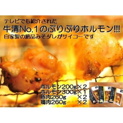 ふるさと納税 南伊勢町 特製みそダレ Lセット ホルモン200g×2・300g×1、豚肉×2、鶏肉×2 伊勢志摩地域の牛清 |  | 01